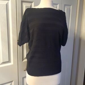 Short sleeved black striped sweater